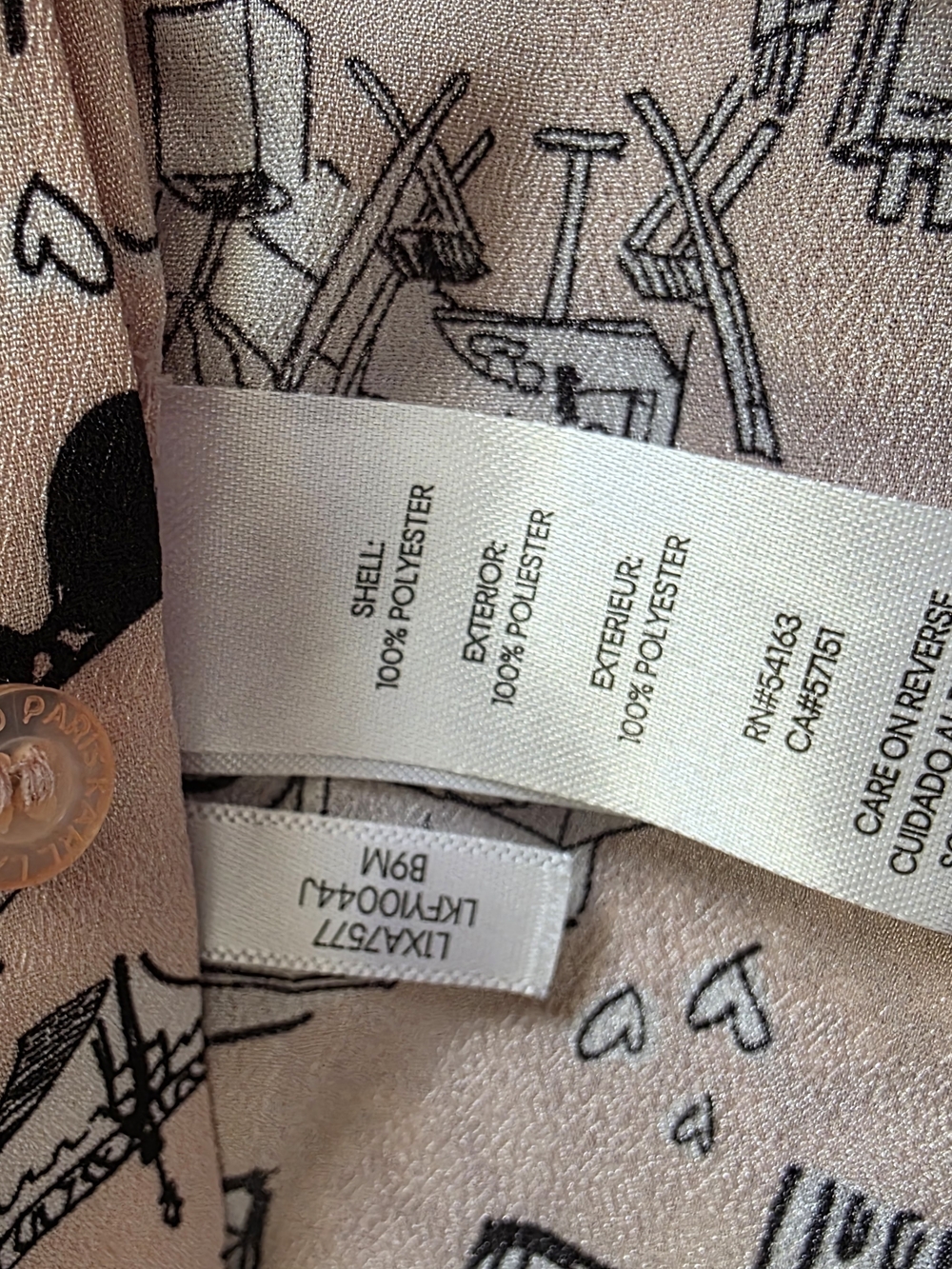 Karl Lagerfeld Cream Pink Paris-Print Button Front Shirt - Picture 4 of 6